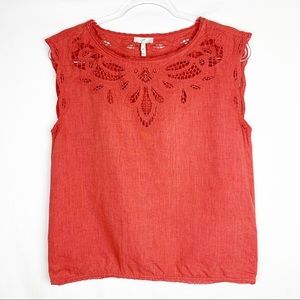 Joie Kinski Linen Blend Open Work Embroidery sz XS